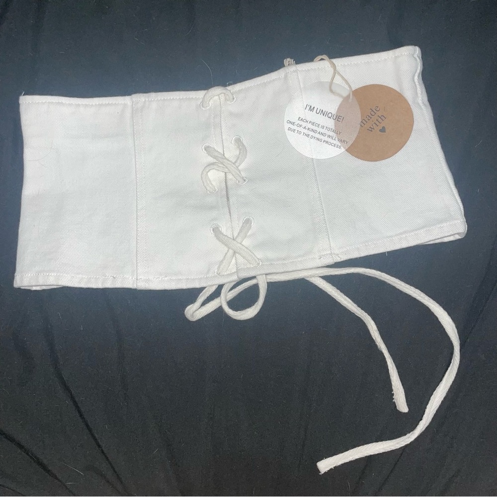 ❤️ 3 for $18 ❤️ NWT Zip Up, Lace Front Denim Tube Top